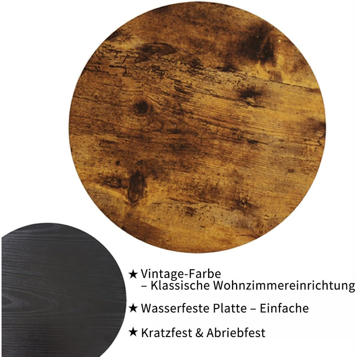 Круглий журнальний столик з 2 ярусами, маленький круглий дерев&39яний журнальний столик, круглий журнальний столик у вінтажному стилі для вітальні та спальні, рустикальний коричневий