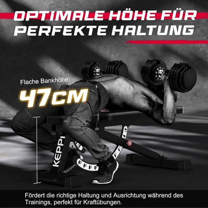 Регульована силова лава Keppi, вантажопідйомністю 600 кг, з кутом нахилу та горизонтальною лавою для домашнього фітнесу, багатофункціональна тренувальна лава для жиму лежачи, силових тренувань та тренувань усього тіла - Bench1000 Pro
