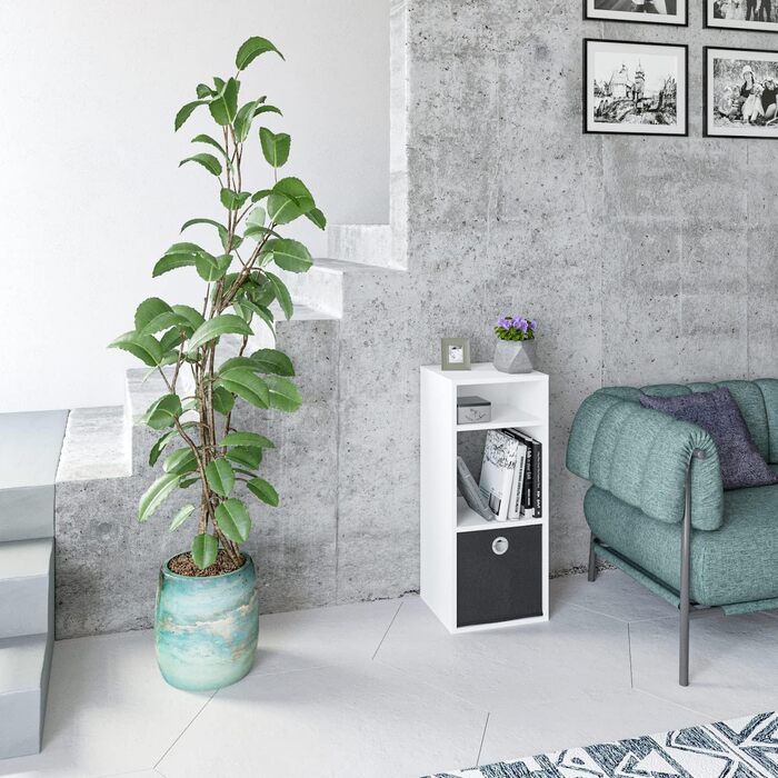 Полиця KOMTO Біла - Маленька книжкова полиця, Полиця-настільна полиця, Кубічна полиця, Офічна полиця 33,8 x 30,7 x 80,4 см, Книжкова шафа RIM2 для дитячої кімнати, Полиця для вітальні, RIM2 Біла