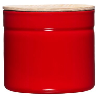 Банка для зберігання з кришкою з ясена, діаметр 13 см, висота 12 см, місткість 1350 мл, СВІЖІ ПОМІДОРИ, КУХОННЕ УПРАВЛІННЯ, Truehomeware, Емаль, 2174-213