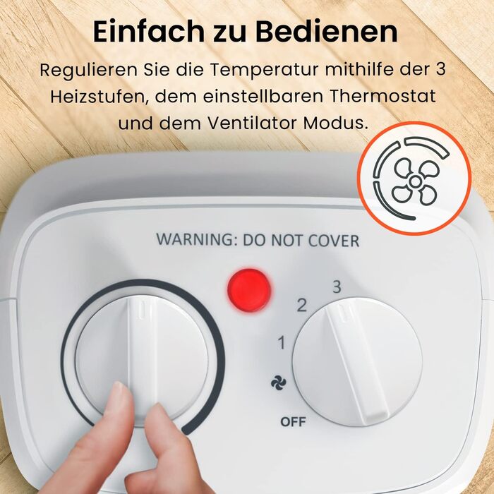 Міні-вентиляторний обігрівач Pro Breeze потужністю 2000 Вт, енергозберігаючий, тихий електричний обігрівач з 3 режимами нагріву. Керамічний вентилятор. Підходить для використання в офісі, вітальні, спальні або на терасі білий - 2000 Вт