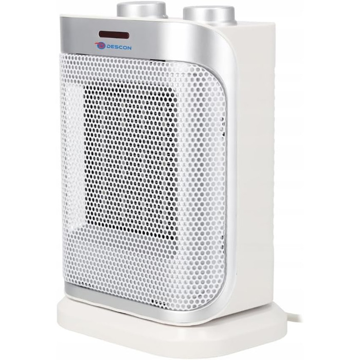 Керамічний вентилятор-обігрівач з коливаннями DESCON 1500 Вт, білий, 3 режими потоку повітря, термостат, захист від перегріву, для зонального обігріву, компактний дизайн