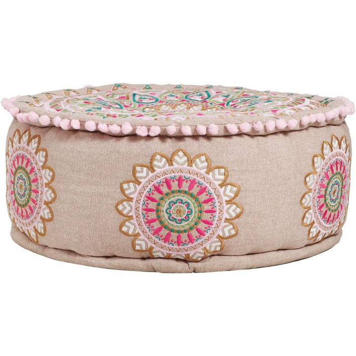 Круглий бавовняний пуф/табурет -1- ø 50 см з наповнювачем Подушка на підлогу/Подушка на сидіння/Східний стиль Вишитий пуф/Підніжжя/Табурет як східний декор