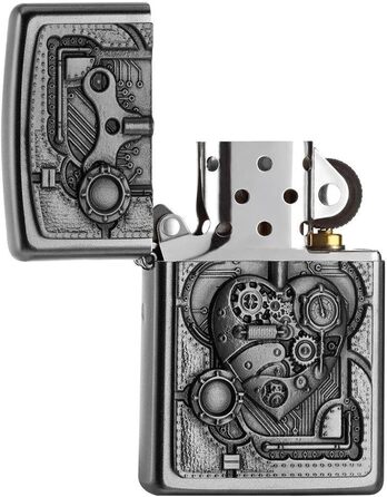 Запальничка Zippo PL STEAM Punk Heart, латунна, з вигляду нержавіючої сталі, 1 x 3,5 x 5,5 см