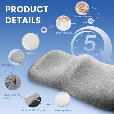 Ергономічна подушка для ніг/валик для колін для сну, подушка для ніг з піни з ефектом пам&39яті для підняття ніг, подушка для підняття ніг з пральним, дихаючим, гіпоалергенним чохлом