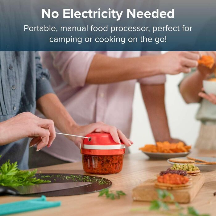 Ручний кухонний комбайн ємність 300 мл не потребує електроенергії ідеально підходить для подрібнення трав, горіхів, часнику, овочів аксесуари для