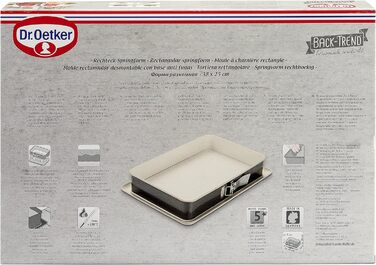 Прямокутна пружинна форма Dr. Oetker 38 см, форма для торта із захистом від протікання, квадратна форма для випічки зі сталі з арм