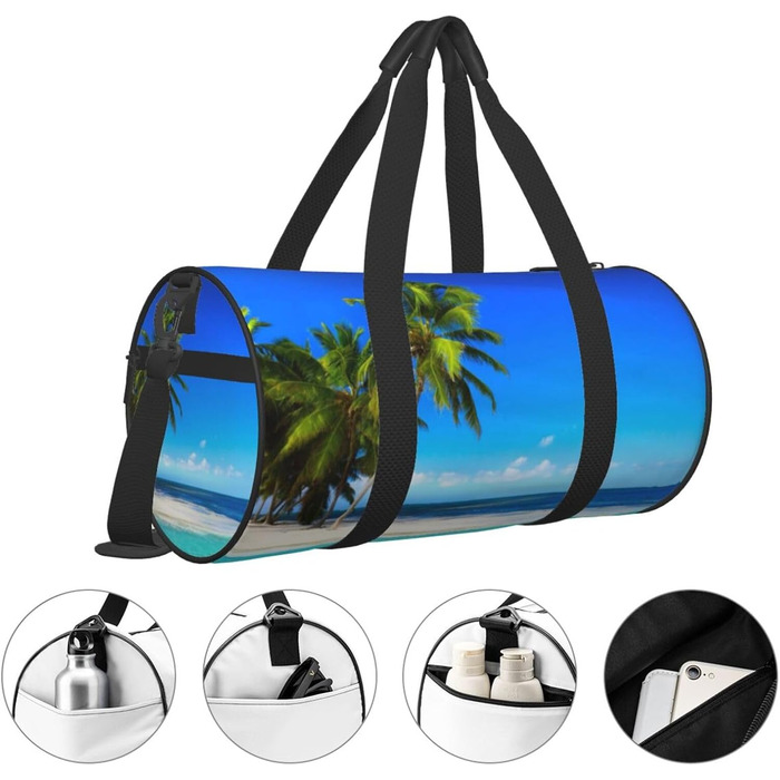 Біла Тигриця Містка дорожня сумка для подорожей, легка та довговічна, ідеальний подарунок для походів, відпустки, ділових поїздок та іншого. Дизайн пальми та чисте море, універсальний розмір.