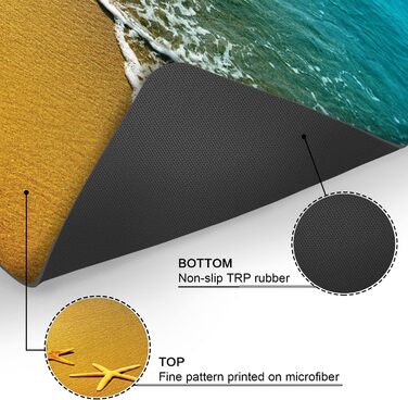 Килимок для ванної кімнати 42x60 см, килимок для ванної з гумовою підошвою, нековзний, можна прати, вбирає вологу, швидковисихає (пляжні хвилі)