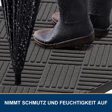 Килимок для вулиці 60 x 90 см, силіконовий брудозатримуючий килимок для використання всередині та зовні приміщень - нековзний, пилонепроникний та миється, всепогодний килимок для вхідних дверей, входу, балкону - темно-сірий 60 x 90 см (прямокутний)