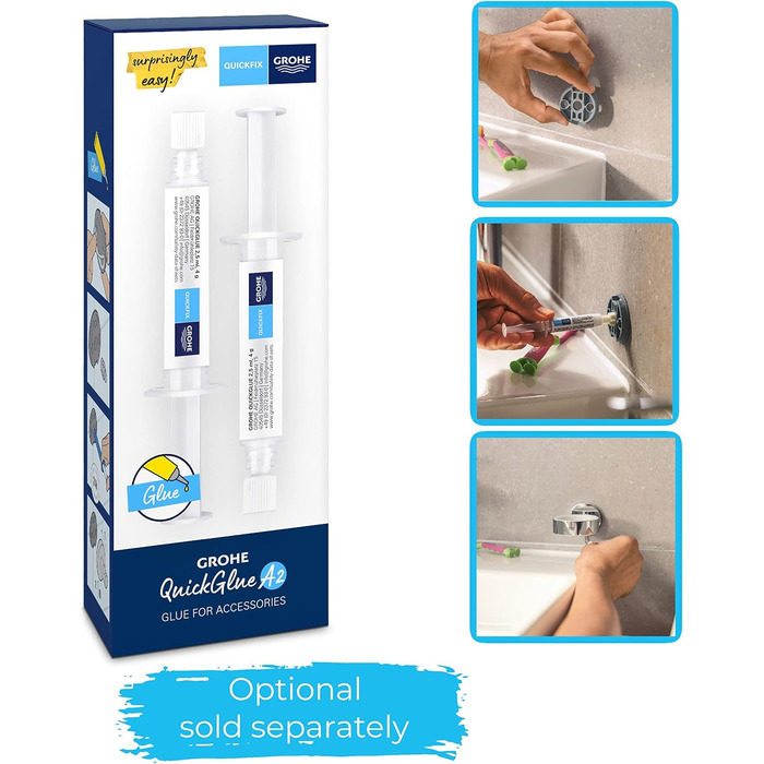 Кутова мильниця для душу або ванни, не потребує свердління (для склеювання або свердління, вкл. шурупи та дюбелі, клей не потрібен, приховане кріплення, довговічна), квадратна, хромована, 41106000 Мінімалістична