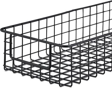 Набір із 3 дротяних кошиків Relaxdays, настінний кошик для зберігання, ВxШxГ 7,5 x 41 x 16 см, металевий кошик, ручки, універсальний кошик, чорний