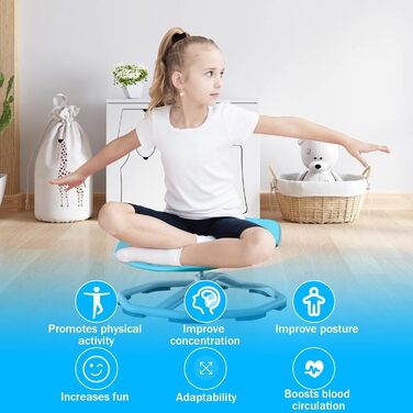 Сенсорний обертовий стілець для дітей, обертовий стілець на 360 з тренуванням рівноваги, сприяє координації та рівновазі, сенсорна іграшка для хлопчиків та дівчаток, ідеально підходить для дітей з аутизмом, синій