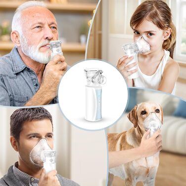 Інгалятор, безшумний портативний інгалятор NIKYPJ для дорослих та дітей, інгалятор, що перезаряджається від USB, з 2-ма масками та 1 мундштуком