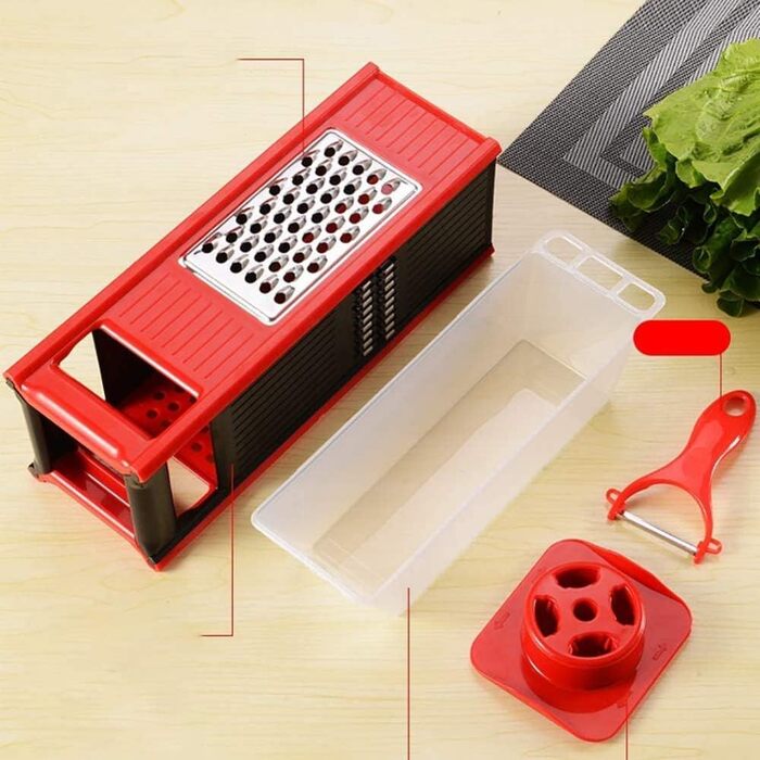 Квадратна терка з нержавіючої сталі, терка для сиру або сторони, нержавіюча сталь, кухонне ремесло, просте у використанні та для їжі, овочі, імбир, червоний (колір Rosso)