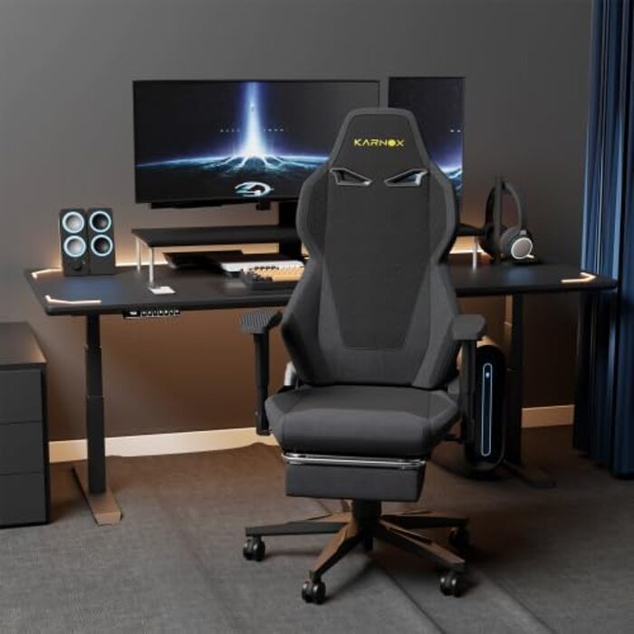 Ігрове крісло темно-сірого кольору Велике та широке, ергономічне офісне крісло, підголівник, функція нахилу 155 з механізмом блокування, темно-сірий чорний