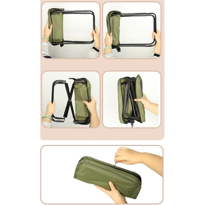 Портативний стілець для альпінізму та походів, складний стілець-рюкзак, маленький складний стілець, витримує до 150 кг, вуличний складний стілець із блискавкою для подорожей, кемпінгу, риболовлі (чорний, L) Великий чорний