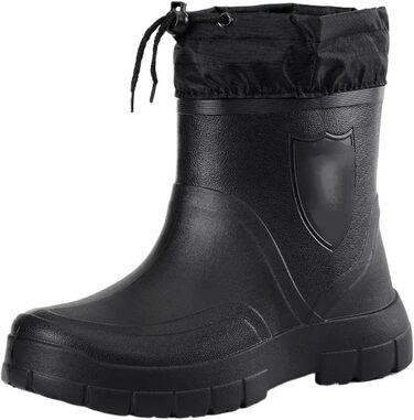 Чоловічі гумові чоботи, вітрозахисні бавовняні гумові чоботи, теплі, легкі гумові чоботи до щиколотки, чорні гумові чоботи без шнурівки, водонепроникні робочі чоботи, чорні, розмір 40 EU