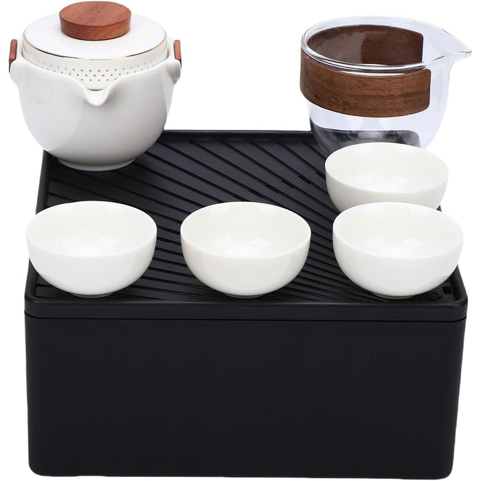Китайський чайний сервіз RiToEasysports для подорожей, керамічний набір для чаювання в стилі кунг-фу з чайником, чашками та зручним кейсом для зберігання, ідеальний для поціновувачів чаю
