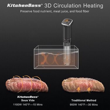 Кухонна плита Sous Vide Stick Precision Cooker Більш точна Точна каструля G322T Налаштування температури IPX7 Водонепроникний світлодіодний дисплей Занурювальний занурювальний цикулятор 3D циркуляція Ультра тихий