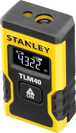 Лазерний далекомір STANLEY TLM40 (до 12м, чорний дисплей з білим текстом, вимірювання однією кнопкою, метрична та дюймова системи) STHT77666-0