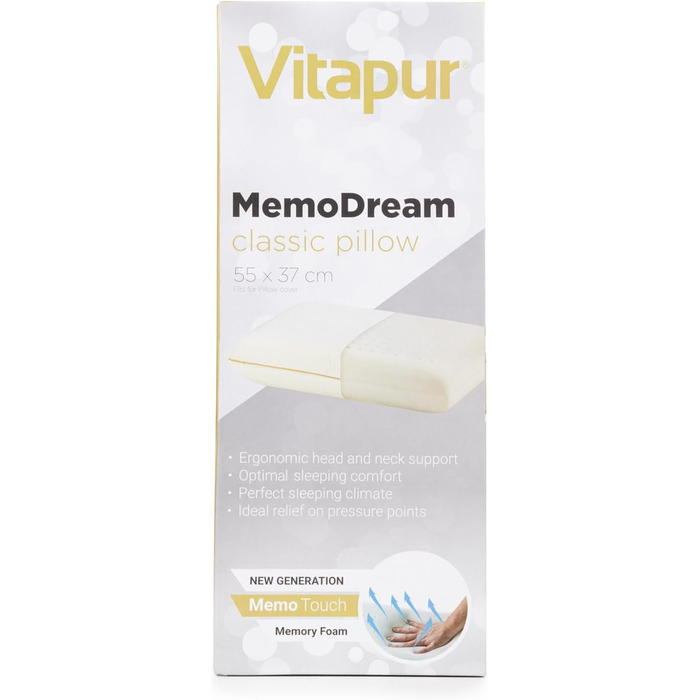 Ергономічна подушка для шиї та голови Vitapur MemoDream високоякісні матеріали, повітропроникність та стандарт Oeko-TEX 100 оптимальний комфорт сну для будь-якої пози B07FRDZC