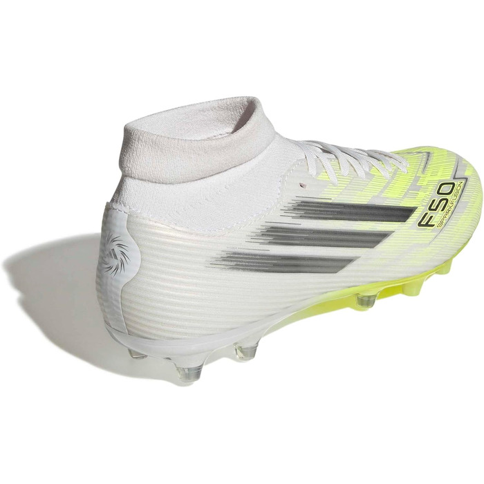 Футбольні бутси adidas F50 SPARKFUSION League Mid Cut FG/AG, жіночі, білі, залізні, жовті, високої роздільної здатності