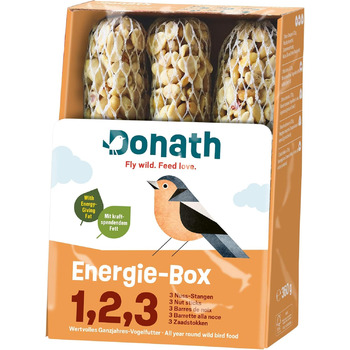 Горіхові батончики Donath Energy Box 1, 2, 3-3 (3 x 120 г) - традиційно вмочені в найкращий яловичий жир - цілорічний корм для диких птахів з бадьорим жиром - з нашої фабрики на півдні Німеччини