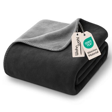 Затишна ковдра (150x200 см) М&39яке покривало Ковдра для дивана Ковдра для вітальні Ковдра для сну Бавовняна ковдра, сертифікована Oeko-Tex Оксамитова м&39яка ковдра Колір Темно-сірий/Світло-сірий