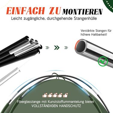 Намет для кемпінгу на 2-3 особи - надлегкий купольний намет, вітрозахисний, на 3-4 сезони, зі знімним зовнішнім полотном, невеликий розмір у упаковці, підходить для кемпінгу, піших прогулянок, походів та сімейного відпочинку