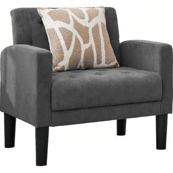 Крісло GRAVFORCE з м&39якою спинкою, зручне та сучасне м&39яке крісло для вітальні, спальні, офісу, крісло для відпочинку, крісло для клубу, вантажопідйомність 136 кг, темно-сіре