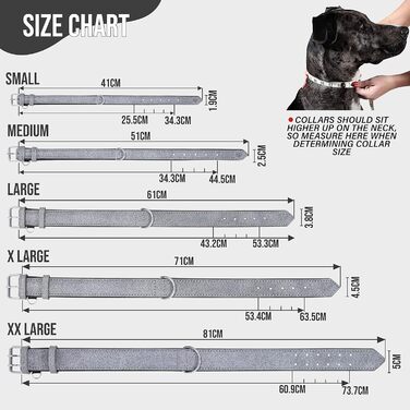 Нашийник для собак Riparo K-9, м'який, з натуральної шкіри, регульований, міцний (XL ширина 4,5 см для обхвату шиї 53,4-63,5 см, сірий/білі нитки) XL Сірий/Білі нитки