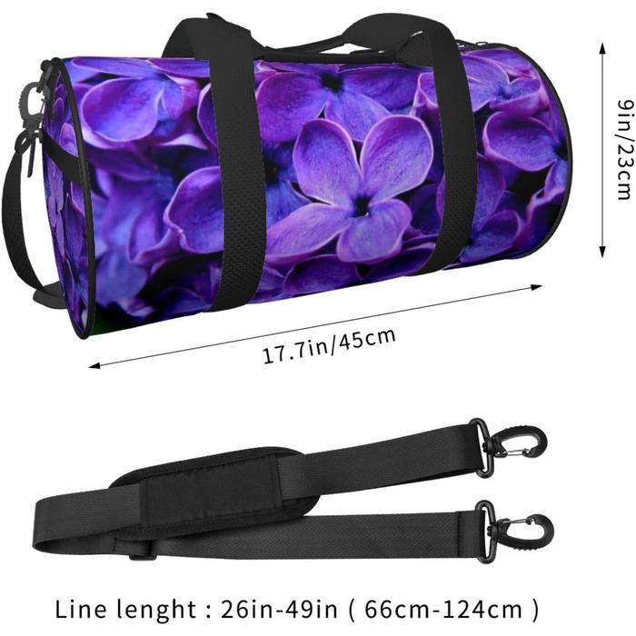 Спортивна сумка для подорожей, фіолетова з квітковим принтом, дорожня сумка на ніч, чорна, універсальний розмір