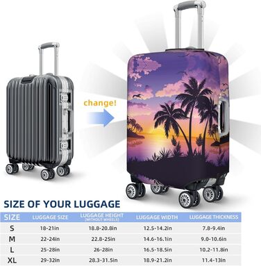 Чохол для валізи Літня пальма, міцний захист для багажу розміром 45.7-81.3 см, малий, чорний