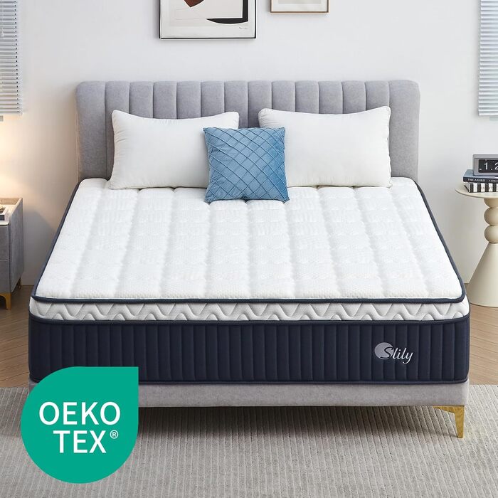 Матрац 90x200 см H3 висота 25 см із сертифікатом Oeko-Tex, 7-зонний пружинний матрац кишенькової дії, ортопедичний пружинний матрац середньої жорсткості, комфортна піна для дорослих H3/середньої жорсткості 90x200x25 см