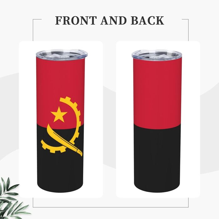 Кухоль з прямою трубочкою, дизайн ангольського прапора, друкований, дорожній кухоль, підходить для кемпінгу, офісу та дому, 590 мл