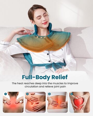 Обтяжена нагрівальна ковдра KNQZE, нагрівальний килимок з 10 рівнями нагріву, 4 таймери для спини, плечей та шиї, нагрівальний килимок, що миється, від болю в спині та шиї, подарунок на день народження для жінок та чоловіків, зелений