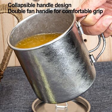 Складана туристична кружка, 450 мл, 70 г, надлегка, дорожня кружка, для активного відпочинку, походів, пікніка, виготовлена зі сплаву TC4, підходить для окропу, компактний портативний дизайн