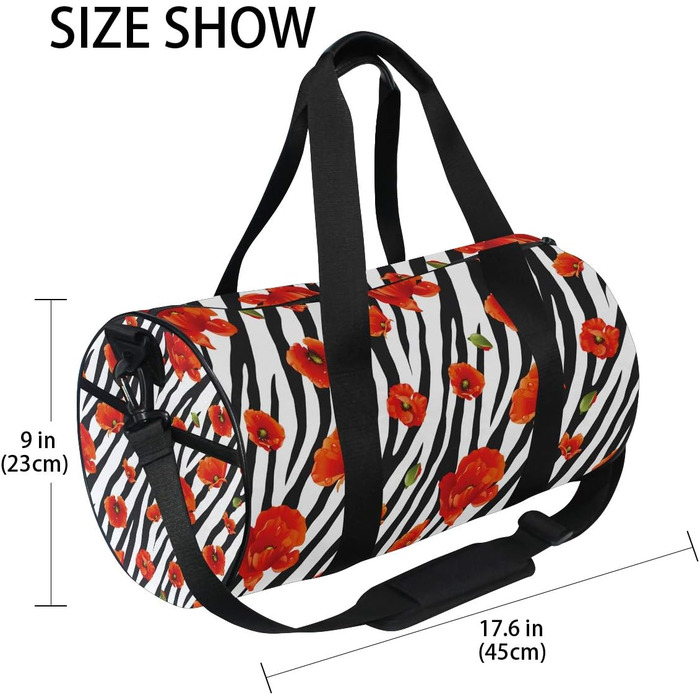 Сумка-мішок із зебровим принтом та червомими маками, з цупкої тканини, дорожня сумка, сумка на вихідні, для багажу, ручна сумка для чоловіків та жінок, для спорту та подорожей