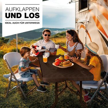 Складаний садовий стіл tillvex, вигляд з ротанга, 180x75 см Буфетний стіл з ручкою для перенесення Складаний стіл для саду, патіо та балкону Кемпінговий стіл на 6 осіб, коричневий