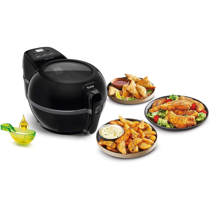 Екстра фритюрниця Tefal FZ7228 ActiFry Аерофритюрниця з важелем для перемішування, без струшування 1550 Вт 1,2 кг для 6 осіб Високошвидкісний повітряний потік Таймер енергозберігаючі Здорова фритюрниця без олії Чорний