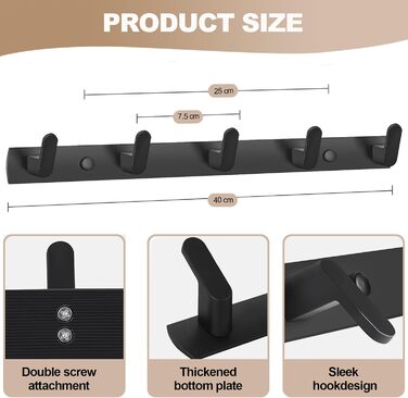 Гачки для пальто гачок рейки настінні, 2 шт. и 5 гачків гачки для пальто настінні вішалки алюмінієві, сучасні настінні гачки для к