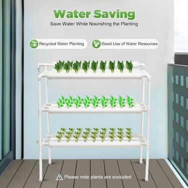 Набір для гідропонного вирощування LIAIZE із 90 місцями для рослин, 3-шарова система гідропонного вирощування, набір для гідропонного вирощування на ділянці Система гідропонного садівництва Безґрунтові труби для вирощування Вертикальний сад