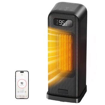 Енергозберігаючий вентилятор-обігрівач, портативний керамічний PTC вентилятор-обігрівач потужністю 1500 Вт, тиха робота, коливальна панель 70, 12-годинний таймер, захист від перегріву та перекидання, сумісний з Alexa та Google Assistant, чорний, 4 режими