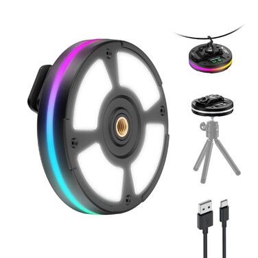 Ліхтар для кемпінгу Smiling Shark CL01, портативний світлодіодний ліхтар для кемпінгу, акумуляторний, магнітний із затискачем, різьба та гачок 1/4 дюйма, 3 колірні температури та бічне світло RGB для кемпінгового аварійного рюкзака (чорний)