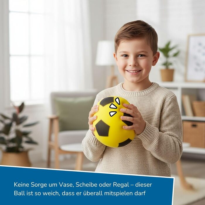 Пінопластовий м&39яч alldoro, Ø 20 см, надзвичайно м&39які софтбольні м&39ячі, футбольні для дітей від 0 років, тихі та легкі, м&39яч для використання в приміщенні та на вулиці, упаковка з 6 шт. жовтого кольору