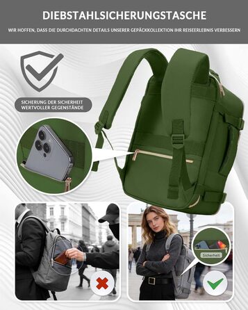 Ручна поклажа Ryanair 40x20x25, сумка для ноутбука 14 дюймів, ручна поклажа 20 л, дорожній рюкзак, бізнес, альпінізм, зелено-кремово-білий