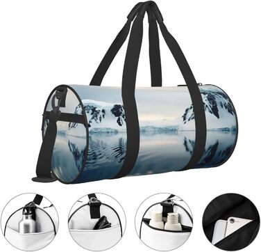 Спортивна сумка, дорожня сумка, принт Антарктичний півострів, чорна, універсальний розмір, сумка на ніч