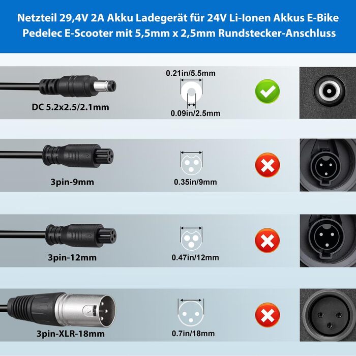 Блок живлення KFD 29,4 В 2 А, зарядний пристрій для 24 В акумуляторів, електричного велосипеда Pedelec, CityBlitz CB049, літієвої батареї Fischer для електровелосипеда ETD-1301 ETH-1301 ECU-1302, складаного адаптера змінного/постійного струму Biria Mifa V