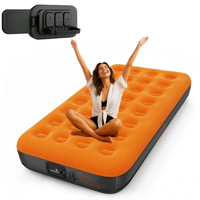 Самонадувальний надувний матрац з портативним насосом - швидке надування за 3 хвилини - надувне ліжко для 1 особи, гостьове ліжко для кемпінгу, подорожей, походів, використання в приміщенні - 1909922 см - макс. 150 кг